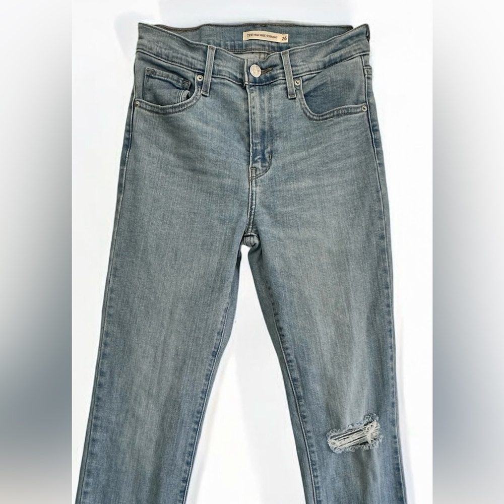 Levi's® 724 HIGH RISE STRAIGHT DISTRESSED WOMEN'S JEANS Size 26